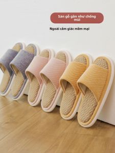 Dép Lê Vải Lanh Cotton Mùa Hè Trong Nhà Chống Trượt Cho Nam Và Nữ Mùa Xuân Thu Đông Dép Lê Thoáng Khí Thoải Mái