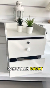 FINSSO GION White Modern Side Table With Drawer / Modern Side Table / Side table with 1 drawer / side table with 2 drawer / book shelf rack / Meja Tepi Katil