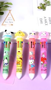 🔥chageey👍 10 Colors cute ballpen Retractable gel pen 10in1  Cartoon Sanrio Pens Erasable Pen 0.5mm Multicolored Ballpoint Pen Gel Pen for school Childs Kawaii Stationery