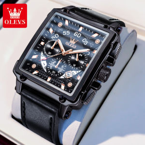 OLEVS | Đồng Hồ Đeo Tay Thạch Anh Nam Cao Cấp OLEVS Chống Nước Hình Vuông Phát Sáng Dây Da Thương Hiệu Hàng Đầu Thời Trang Có Lịch Tuần Trăng Và Lịch Ngày
