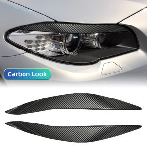 For BMW 5 Series F10 F11 Early 2011-2014 Glossy Black Front Headlight Cover Garnish Strip Eyebrow Cover Trim Sticker