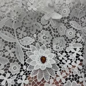 African Lace Fabric 2026 High Quality 3D White Cotton Embroidery Linen Wedding Dress Tulle Design Cloth 5 Yards For Woman M650-1