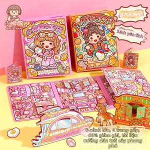 XIAOMASHU | Sách Dán Sticker Tự Làm Đồ Cho Bé Gái Giúp Giảm Stress