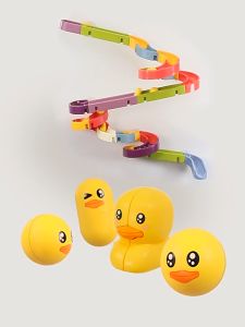 Duck Slide Bath Toys 34 PCS DIY Wall Track Building Set for Bathtub Time Fun Educational Bathtub Toy Birthday Gift for Toddlers DIY Bath Toys Assemble Track Ball Slider Childrens Bathroom Bathtub Shower and Water Play Toy