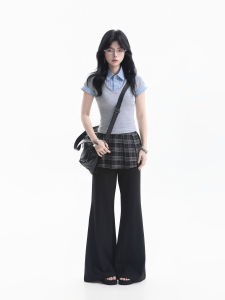 zuocisankon | Áo Thun Nữ Hàn Quốc Không Cổ Lớp Ảo Dáng Ôm