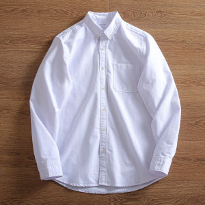 Washed Pure Cotton Oxford Cloth Long Sleeve Shirt Spring Commuter Casual Shirt Versatile Standard Fit Fashion Urban Style