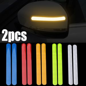 2Pcs Car Stickers Rearview Mirror Reflective Strip Anti-collision Warning Sticker DIY Waterproof Safety Decal Auto Exterior Accessories
