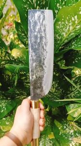 Dao chặt gà vịt Dao thái thịt lưỡi thép Trục sắc bén đa năng - cán gỗ xoan khâu inox mạ đồng