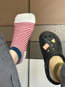 Good Retro ~ Dopamine Dongdaemun K-style Contrast Color Screw Type Striped Socks Spring and Summer Ankle Socks Casual Socks Children