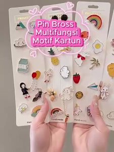 Pin Bross Cartoon Aksesoris Fashion Pin Hijab Button Brooch Motif Kartun Lucu