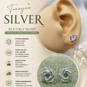 stud stone earrings silver flower 92.5 Italy silver jewelry (TUNAY NA SILVER)