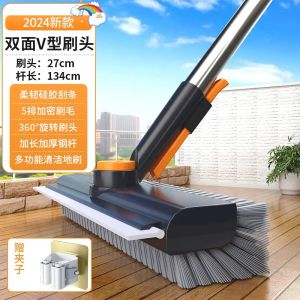 Ruilida Rotating Long Handle Hard Bristle Bathroom Tile Grout Cleaning Brush for Toilet Floor Washing And Bathroom Cleaning