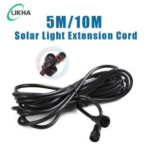 LIKHA Solar light extension cord 5M/10M power cord solar powered floodlight thick cord waterproof IP67 solar extension cord DC cable double core cable