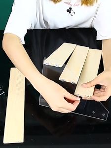 4 Tier Wood Display Stand for Pop Figures Clear Acrylic Display Riser Shelf for Cupcakes Perfumes Candies Cosmetics Decoration