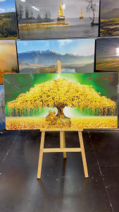Tranh Cây Kim Tiền Tráng Gương - Trang treo tườngTrí Phòng Khách quà tặng Tân Gia Mang Tài Lộc May Mắn cho gia chủ