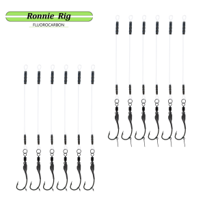 6pcs 9pcs Ronnie Rigs Fluorocarbon Carp Rigs Ready Tied Hook Link with Rolling Swivels Boilie Screw for Carp Fishing #2#4#6 Hook