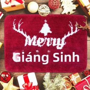 Thảm Chùi Chân Giáng Sinh Màu Đỏ Sang Trọng VIKAMA Với Thiết Kế Hình Bông Tuyết Thảm Trải Sàn Mềm Mại Chống Trượt Cho Lối Vào Phòng Ngủ Quà Tặng Ngày Lễ Giáng Sinh