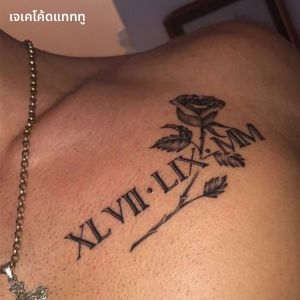 รอยสักกึ่งถาวรกันน้ําThorn Roseรอยสักชั่วคราวตัวเลขโรมันพฤกษศาสตร์รอยสักข้อมือล่าสุด 1-2 สัปดาห์