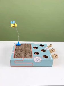 AP AIMAYAPET Cat Toys Whack A Mole Cat Interactive Toy Wooden Solid Wood Toys Kitten Catch Mice Game Cat Scratch Board
