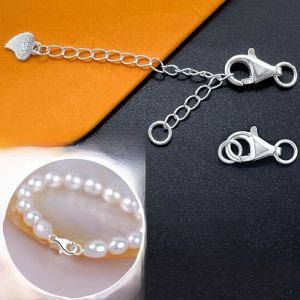 925 Sterling Silver Lobster Clasp Pearl Necklace Extension Chain DIY Jewelry Accessories Extended Bracelet Fresh Outlined