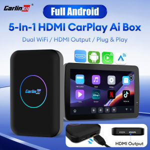 2025 CarlinKit Full Android Ai Box Wireless CarPlay &Android Auto & HDMI For Netflix YouTube 2.4Ghz &5Ghz WiFi BLE Auto Connect