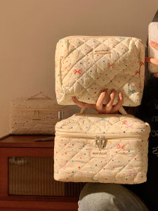 Adorable Polka Dot Butterfly Knot Portable Travel Makeup Bag: Large Capacity Women's Cosmetic Storage Bag