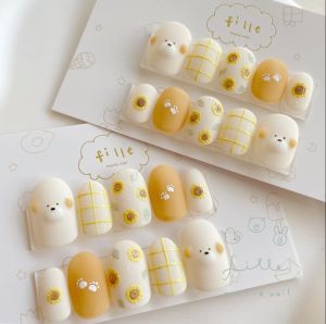 Kuku Palsu Nail Art Puppy Sunflower