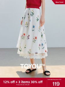 Toyouth | Chân Váy Xòe In Hoa Cây Thêu Ren