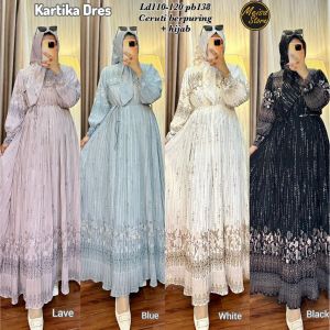 Dress kartika - ceruty berfuring Ld 110 pb 138