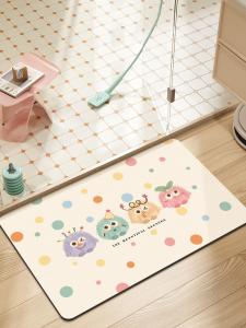 Water Absorbent Entrance Door Mat Bathroom Toilet Entrance Carpet Non-Slip Foot Mat Easy to Clean No-Wash Modern Home Decor