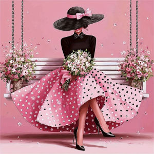 HUACAN Diamond Art Painting Woman Portrait Diamond Mosaic Kits Daisy Flower Full Square Round Drill 5d Diy Picture Rhinestones