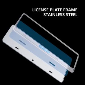 【COD/Original】1Pcs Car Plate Number Cover Pure Stainless Steel Frame Protector with Acrylic Cover