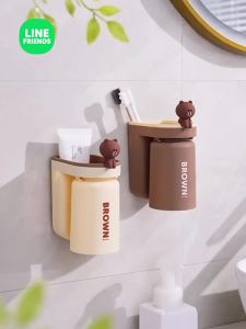 100% Hàng Chính Hãng Line Friends Giá Treo Bàn Chải Đánh Răng Hộp Đựng Đồ Bền Chắc Dày Dặn Thiết Kế Treo Tường LFB251