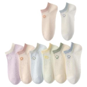 MiiOW | Lightweight Breathable Womens Socks Summer Thin Mesh Anti-Odor Absorbent Non-Slip Boat Socks Pure Color MiiOW Cat Person