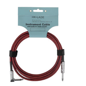 IRIN | Cable 3m – 6.35mm (1/4") Straight to Right Angle TS Jack Noise-Isolating Braided Nylon Wire Heavy-Duty for Electric Guitar Bass