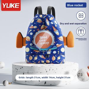 MONLEYTA | Childrens Swimming Bag Waterproof Storage Backpack Wet And Dry Separation Beach Trip Bag Double Shoulder strap Cartoon Design