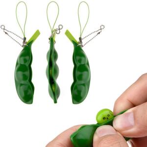 Fidget Toy Bag Portachiavi Stress Relief Edamame Toy Squeeze Pea Keychain Cute Stress Adult Toy Keychain