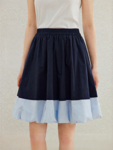 INMAN | 100 Xinjiang Cotton Color Block Pleated Waist Skirt