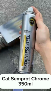 Cat Semprot Chrome 350ml Stainless Krum Spray Paint Anti Karat Cat Logam Besi Baja Sepeda Motor Mobil