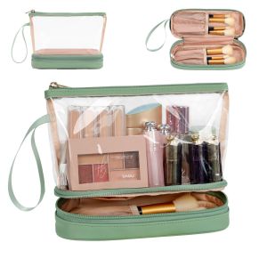 Double-Layer Large-Capacity Transparent Toiletry Bag | Multifunctional Wet-Dry Separation Cosmetic Storage Pouch