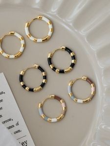 KUZH | Bông Tai Mạ Vàng 18K Phong Cách Đơn Giản Sang Trọng