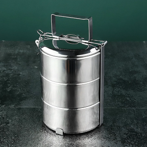 Designer Tiffin Carrier | 12cm | High Quality Variant | 3-Tier | Stainless Steel Food Container / Mangkuk Tingkat / gift kahwin hari raya