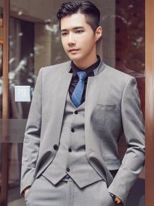 Slim Fit Youth Wedding Suit Set Casual Chinese Style Mens Jacket Coat Spring Autumn Polyester Viscose Spandex Blend