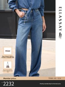 ELLASSAY | New Arrival 100 Pure Lycocell Rhinestone Straight Leg Jeans