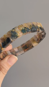 [ Woosilver ] Vòng Tay Đá Bản Chữ Nhật Vàng Mật ( 12 × 79 × 55 mm ) - Secondhand SI - VTĐTA13