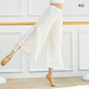 Classical Dance Practice Clothes Ethnic Chinese Style Elegant Gauze Wide-Leg Pants Body Charm Practice Pants Practice Double-Layer Yarn Pants