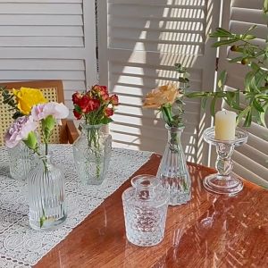 สไตล์อิน พืชปลูกต้นไม้ เรียบง่ายแบบนอร์ดิกสร้างสรรค์และสร้างสรรค์ แจกันแก้วใส่ของ ตกแต่งโต๊ะ กระถางดอกไม้สำหรับเด็ก สวนขวดไฮโดรโปนิกส์ แจกันแก้วคริสตัล