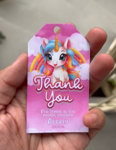 Unicorn Souvenir Tag - Rainbow Girl Birthday Dedication Card - Give Tag
