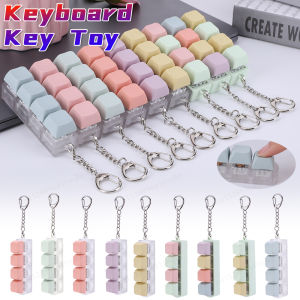 4 Keys Button Keycap Fidget Keychain Keyboard Key Toy Keyboard Clicker Toy Keyboard Cube Toy for Adult Gifts To Relief Pass Time