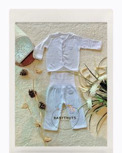 [Ready Stocks] Newborn/Preemie High Waist Binder Pyjamas with Mitten Cuffs 100% Cotton Long Sleeves